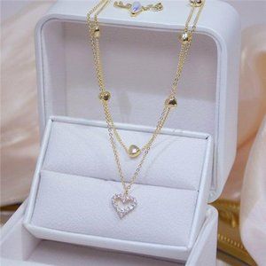 Womens 14k Gold Heart Pendant Necklace